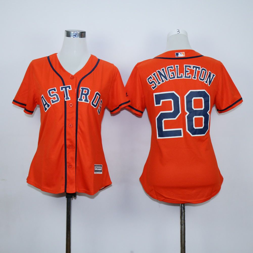 Women Houston Astros #28 Singleton Oragne MLB Jerseys